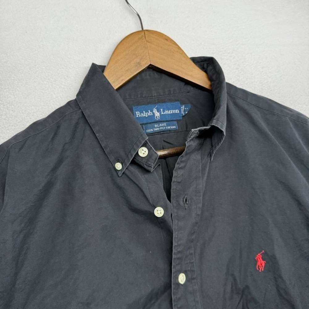 Vintage Ralph Lauren Shirt Mens Medium Black Blake Classic Oxford Button Down